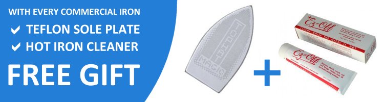 Free Iron Cleaner & Teflon Show with every commercial iron purchase